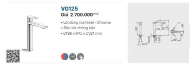 VÒI LABO NÓNG LẠNH VIGLACERA VG125