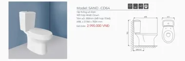 BỒN CẦU RỜI THIÊN THANH CD64 ( hai nhấn )