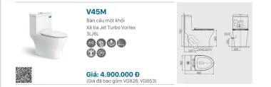 BỒN CẦU LIỀN KHỐI VIGLACERA V816 NẮP ÊM