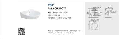 CHÂN TREO LAVABO VIGLACERA V511 