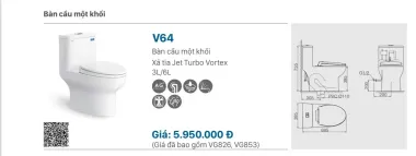 BỒN CẦU LIỀN KHỐI VIGLACERA V37M NẮP ÊM