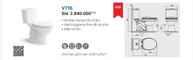 BỒN CẦU HAI KHỐI VIGLACERA V715