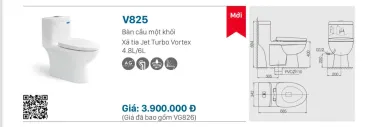 BỒN CẦU LIỀN KHỐI VIGLACERA V825 NẮP ÊM