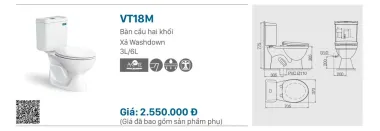 BỒN CẦU HAI KHỐI VIGLACERA VT18M