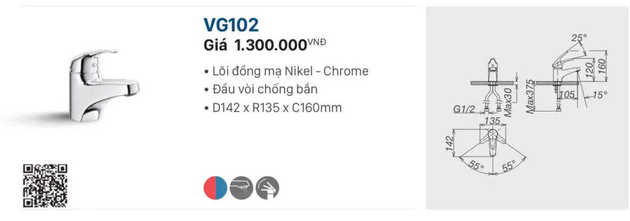 VÒI LABO NÓNG LẠNH VIGLACERA VG102