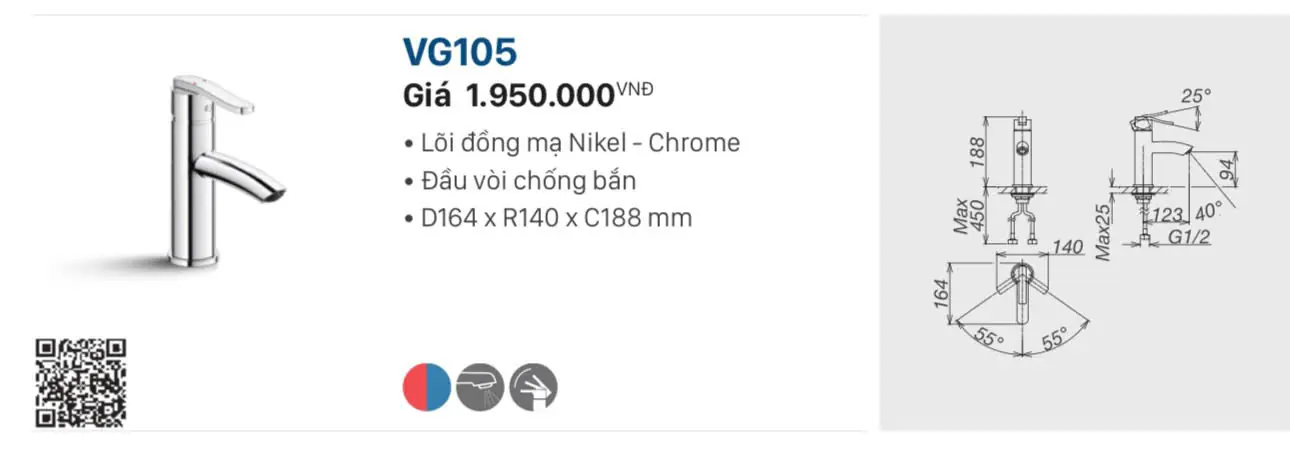 VÒI LABO NÓNG LẠNH VIGLACERA VG105