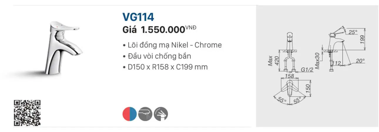 VÒI LABO NÓNG LẠNH VIGLACERA VG114