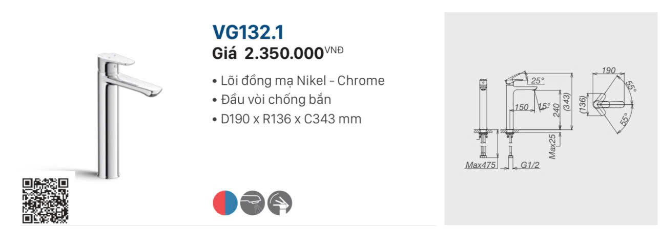 VÒI LABO NÓNG LẠNH VIGLACERA VG132.1