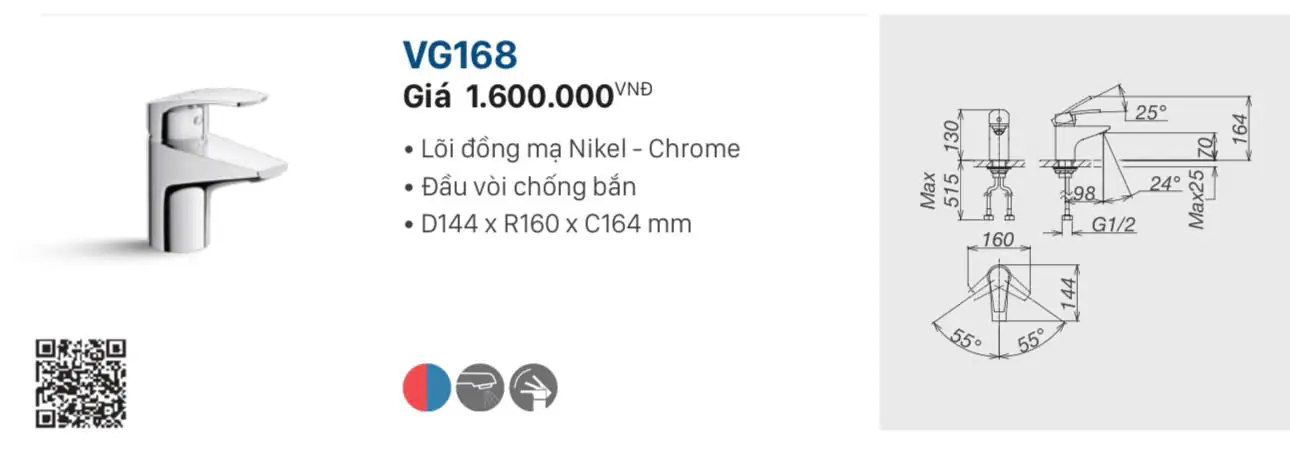 VÒI LABO NÓNG LẠNH VIGLACERA VG168