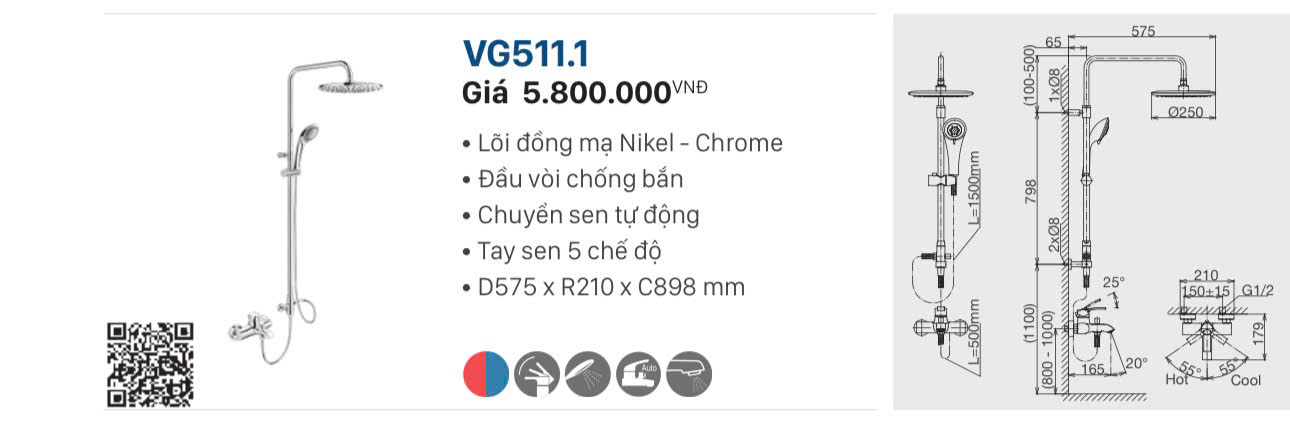 SEN CÂY NÓNG LẠNH VIGLACERA VG511.1