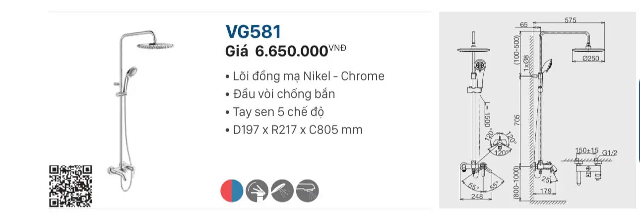 SEN CÂY NÓNG LẠNH VIGLACERA VG581