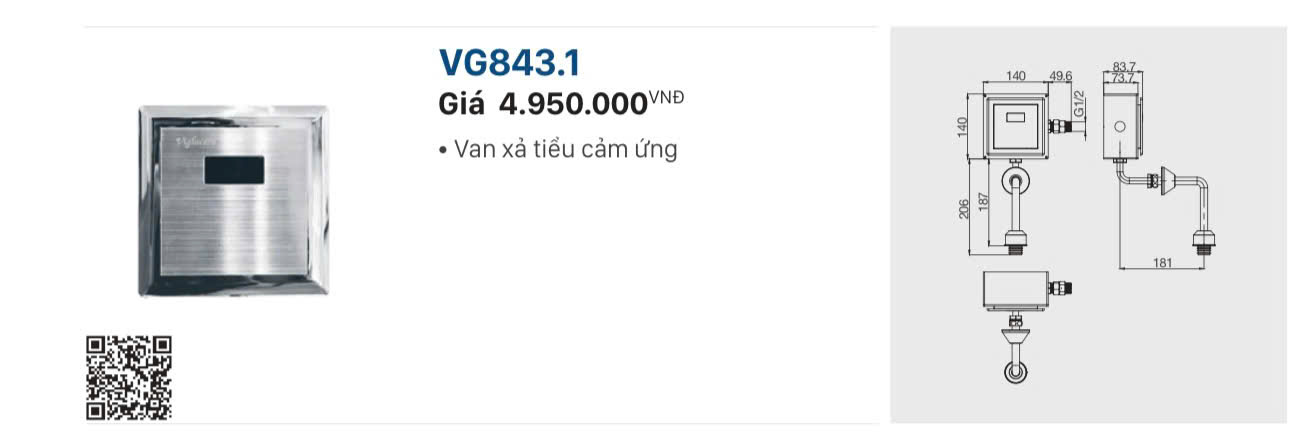 VAN XẢ TIỂU CẢM ỨNG VIGLACERA VG843.1