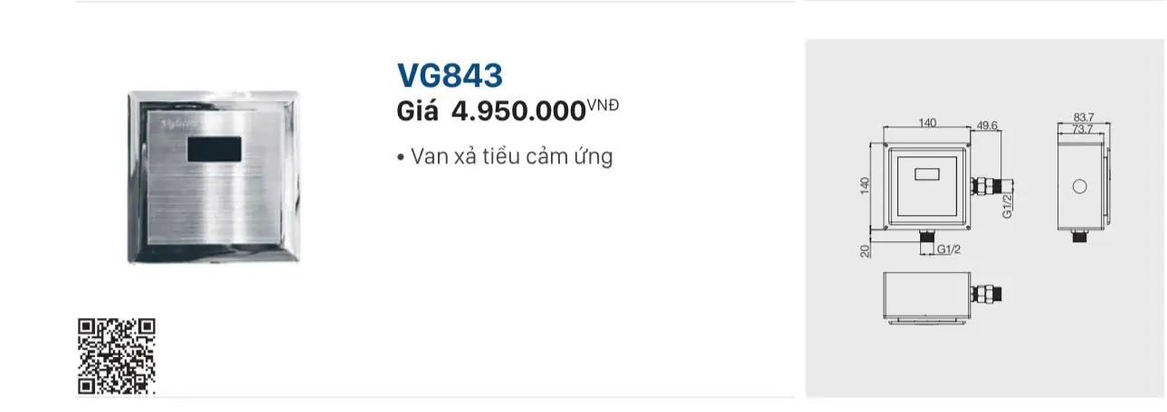 VAN XẢ TIỂU CẢM ỨNG VIGLACERA VG843