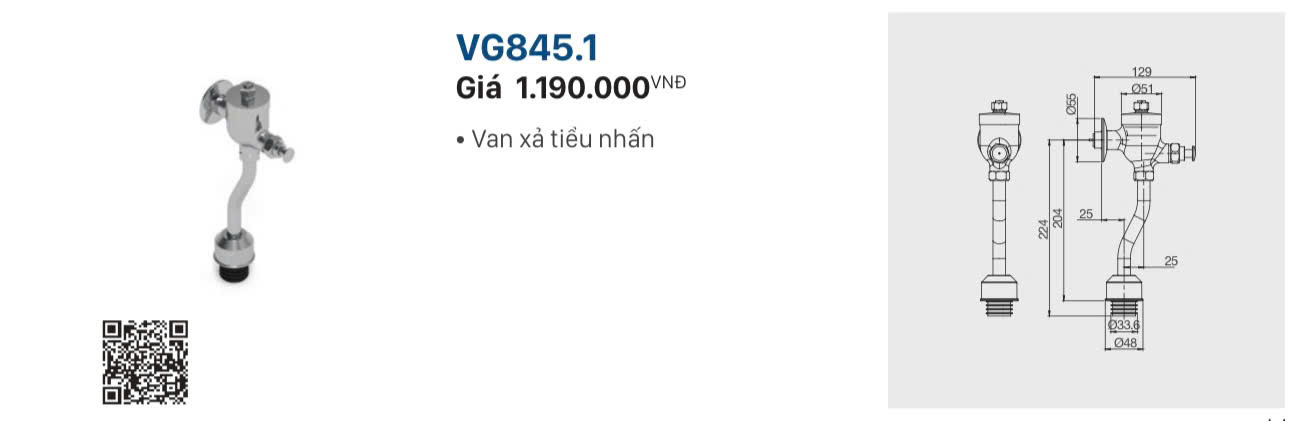 VAN XẢ TIỂU NHẤN VIGLACERA VG845.1