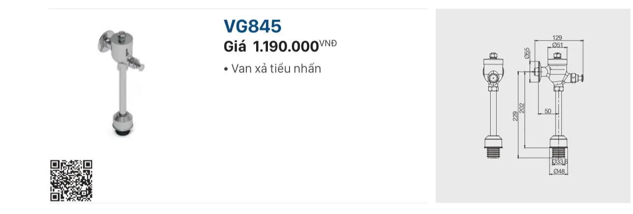 VAN XẢ TIỂU NHẤN VIGLACERA VG845