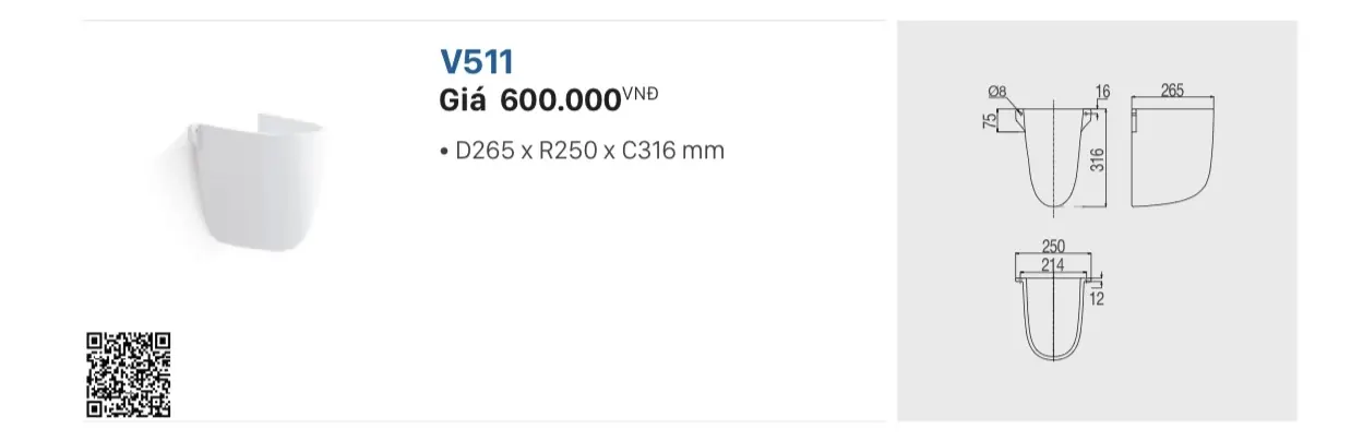 CHÂN TREO LAVABO VIGLACERA V511 